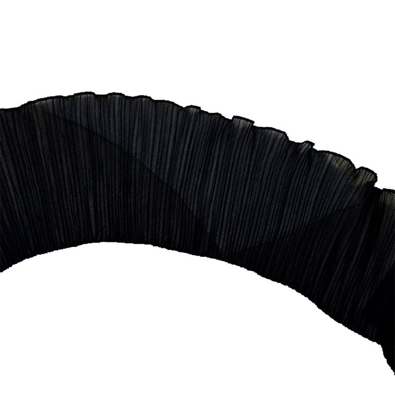 Zthread Wide Ruffled Lace Trims Chiffon Fabric Pleated Lac Trims for Garment Extender and Craft Sewing 6-1/2" Wide 2 Yards/Lot (Black) - Image 2
